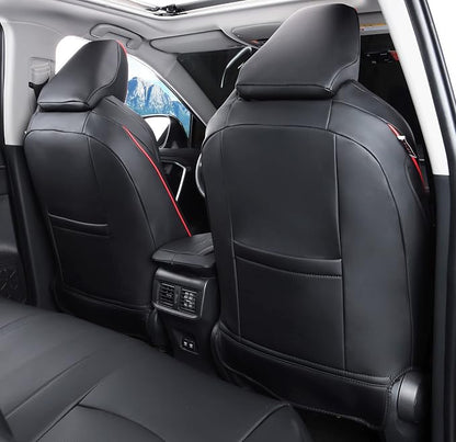Custom Fit for RAV4 and VENZA Seat Covers Fit for Toyota RAV4 2019 2020 2021 2022 2023 2024 2025 Prime and XSE Hybrid with Waterproof Faux Leather (Black with Red Trim, LU02-Prime-XSE Hybrid) - Image 2
