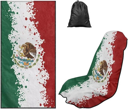 SEANATIVE Mexican Flag Car Seat Cover Protector Front Seats Car Towel, for Gym, Running, Swimming, Beach and Hiking, Sweat Towel Bucket Seat Covers for Trucks SUV Jeep - Image 5