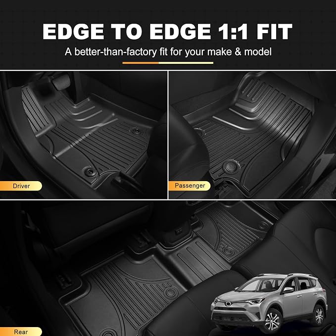 AOMSAZTO Floor Mats for Toyota RAV4 2013-2018 (NO Hybrid), Cargo Mat Set | Custom Fit Floor Liners & Cargo Liner with Seatback Mat All-weather Easy to Clean Heavy Duty Waterproof Trunk Mat - Image 2