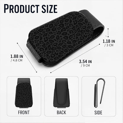 Leather Magnetic Sunglass Holder for Car Sun Visor, Cute Eyeglass Ticket Card Hanger Clip, Universal Auto Interior Accessories for SUV Pickup Truck, Black Leopard - Image 3