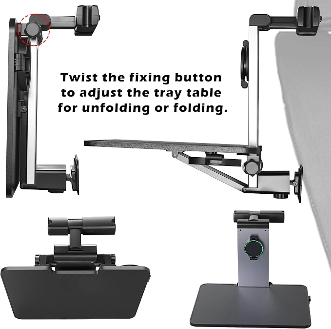 Back Seat Car Tray & Car Desk for Laptop, Wood Cup Holder Table Aluminum Cantilever Laptop Mount for Vehicle,Steering Wheel Tray Fits for Tesla Model Y/3/S Camry Forester F150 Tundra&Most Vehicles - Image 4