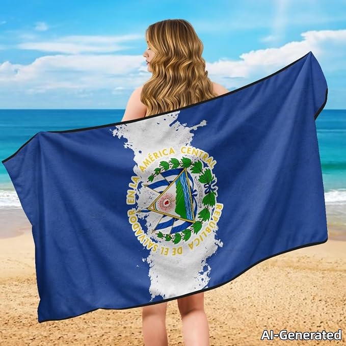 SEANATIVE Car Seat Towel Covers - Breathable Sweat Absorbing Automotive Seat Protectors for Gym, Camping & Pet Transport (Fits SUV/Truck), Flag of El Salvador Print - Image 4