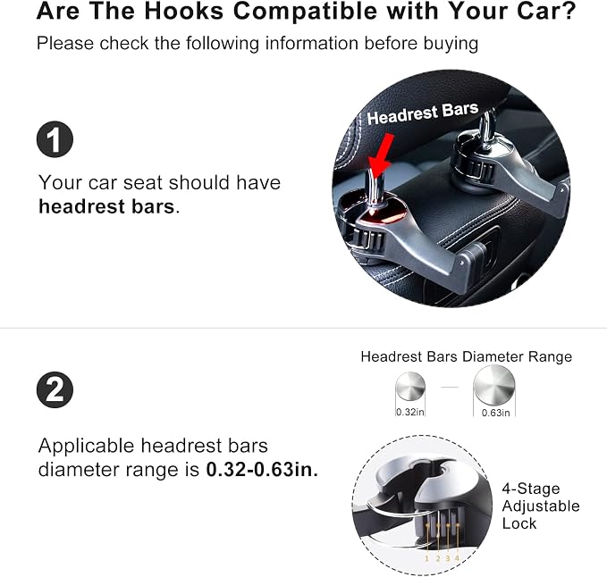 Car Headrest Hook with Phone Holder, Universal 360 Rotation Headrest Hooks for Purses and Bags (Red) - Image 2