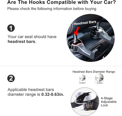 Car Headrest Hook with Phone Holder, Universal 360 Rotation Headrest Hooks for Purses and Bags (Blue) - Image 2