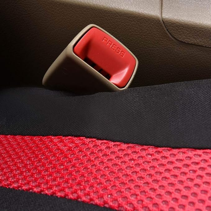 Flying Banner Car Seat Covers Front Seats and Rear Bench Mesh Fabric Rear Bench Split Polyester Cover Easy Installation SUV CAR Woman Lady Femal (Full Set, Black Red) - Image 6