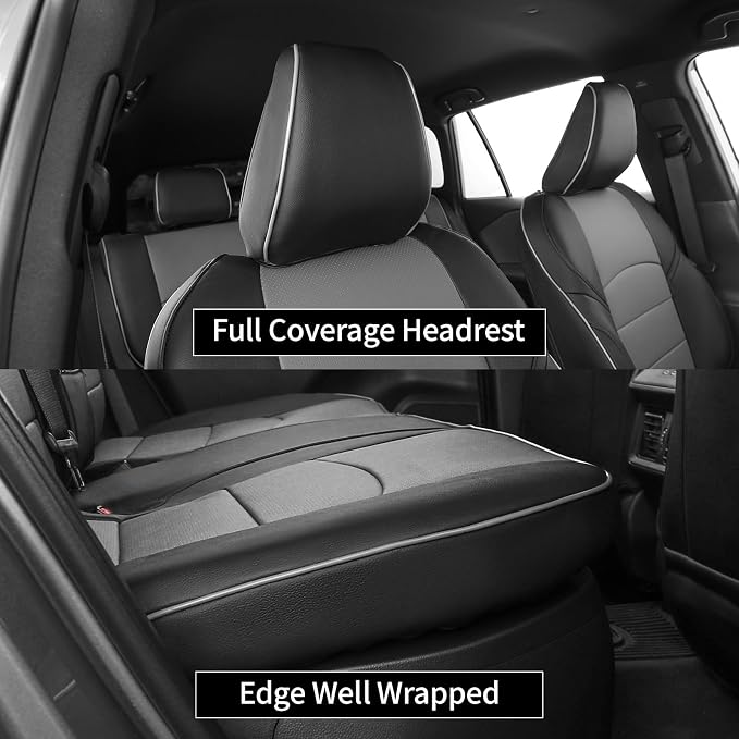 EKR Rav4 Seat Covers Custom Fit for Toyota Rav4 (Hybrid) SE/XSE 2026,Waterproof Car Seat Cover Full Set for SUV,Factory-Style Interior Upgrade,Faux Leather(Black/Gray) - Image 6