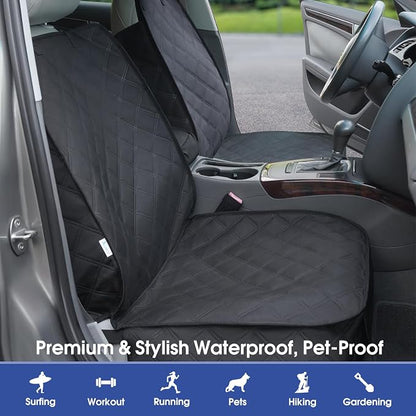 ALLANSING Front Seat Cover for Dogs with Side Flaps, Heavy Duty 900D Waterproof Seat Protector, Protects from Dirt & Scratches, for Pets & Daily Use, Fits Cars SUV Trucks Minivans (1-Pack) - Image 2