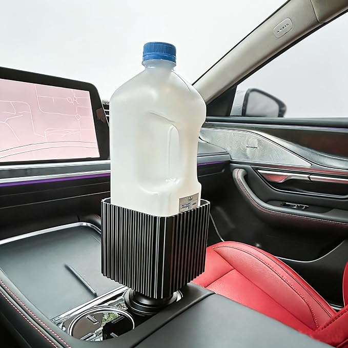 Half-Gallon Car Cup Holder Expander Organizer with Adjustable Base | Anti-spill | 4.33"*4.33"*3.94" holds half-gallon iced tea |Dual storage drinks & small gear|2.56"-3.94" adjustable base - Image 2