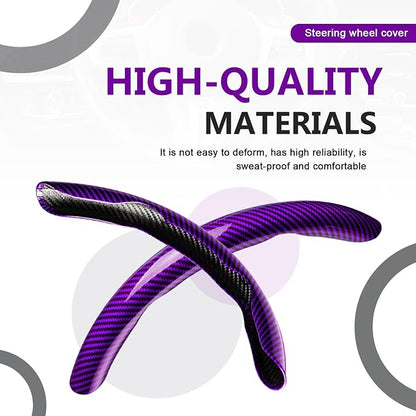 3pcs Universal Carbon Fiber Steering Wheel Cover - Anti-Slip & Segmented Design, Universal 99% Durable Steering Wheel Protector for Men and Women, Car Interior Accessory (Purple) - Image 4