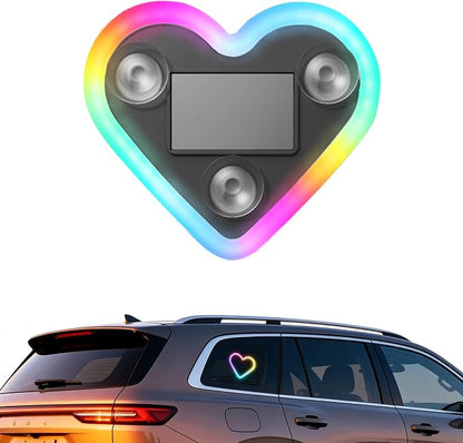 1PCS Car LED Ambient Lights, Car Triangle Window Solar-Powered Heart Shaped Atmosphere Light with 8 Switchable Lighting Modes, Rechargeable Romantic Neon Heart Light for Interior Car(Colorful) by VANKUB