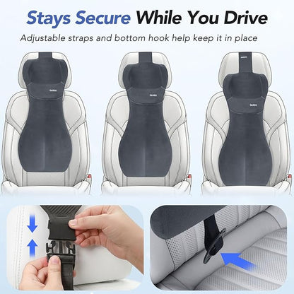 Lumbar Support Pillow for Car with Headrest, Memory Foam Cushion for Back & Neck Support, Muscle Fatigue Relief, Full-Length S-Curve Support for Long Drives, Fits Cars, SUVs, Trucks - Image 7