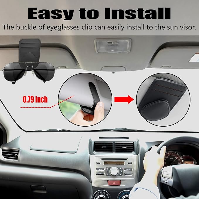 Sunglass and Card Holder for Car Visor, 2 Card Slots Visor Glasses Clip, Strong Magnetic Visor Holder, Visor Accessories for Cars SUV(Beige 1Pc) - Image 5