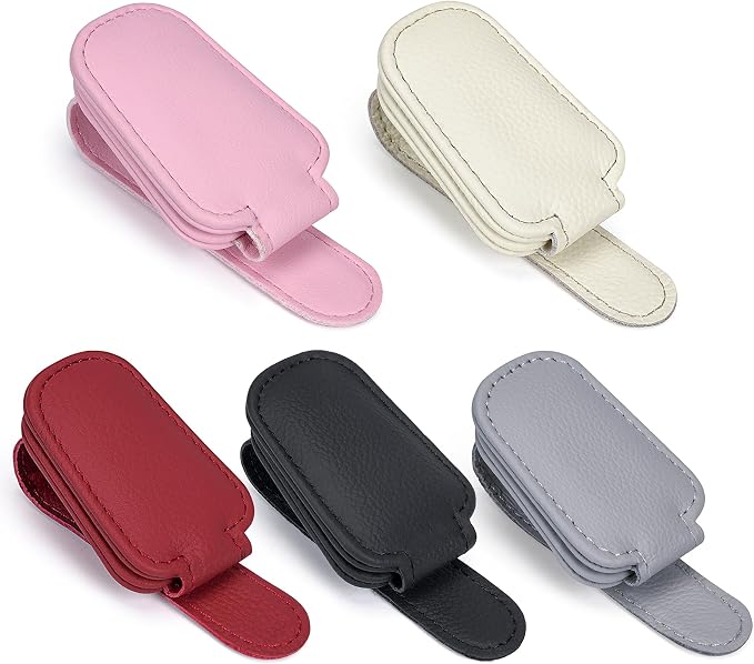 Shering Sunglasses Holders for Car Sun Visor, 2pack Pink Magnetic Leather Glasses Eyeglass Hanger Clip for Car, Visor Sunglasses Holder Clip Car Accessories for Truck | Magnetic Leather Eyeglass Hanger Clip for Car Visor, One-Hand Easy Operation, Inter... - Image 4