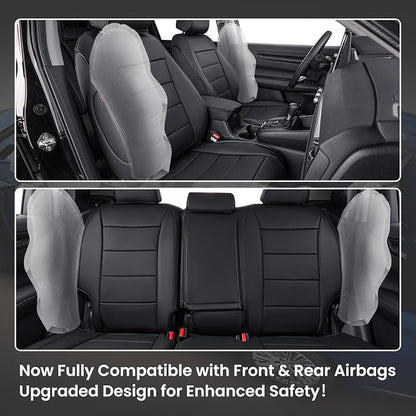 EKR Car Seat Covers for Honda CRV 2023-2026 Leatherette Full Set | Custom Fit for Honda CRV 2023 2024 2025 2026 Easy-Wipe Protection,Faux Leather(Black) - Image 2