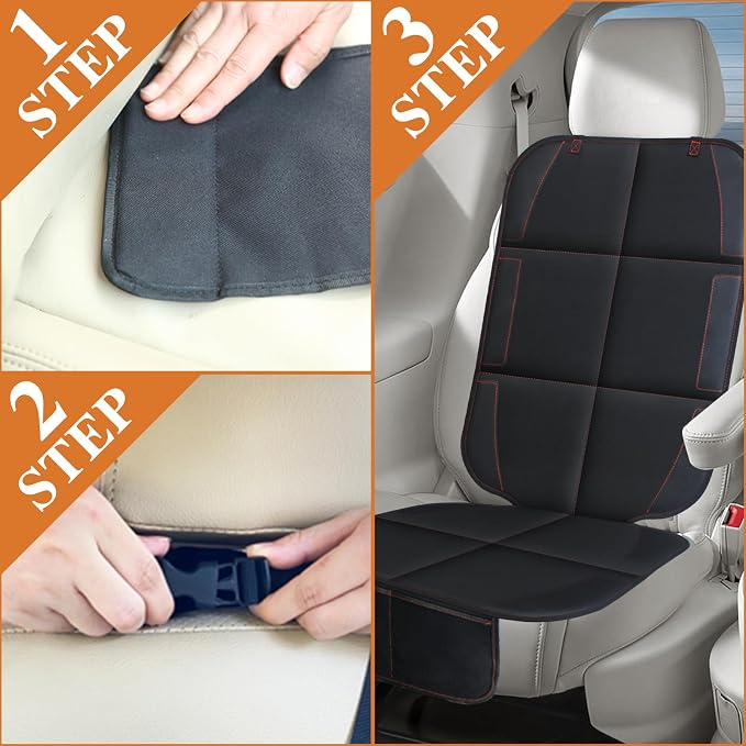 Car Seat Protector With Non-Slip Rubber Padded Backing, Waterproof Thickest Padding for Child Seats, No Imprint Under Baby Seat (Red-1pcs) - Image 7