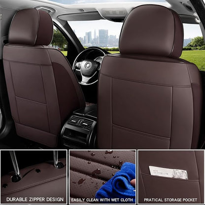 MINGBRON Car Seat Covers,Car Seat Protector Waterproof,Seat Covers Full Set, Car Seat Protectors,Automotive Seat Covers Fit for Most Cars Brown - Image 5