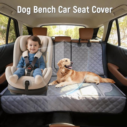 Pet Bench Seat Covers for Mid-Size Sedans and SUVs, Heavy Duty Nonslip Car Seat Protector for Child Car Seat, Waterproof Back Seat Covers for Dogs and Kids, Armrest & Seatbelt Access(Grey) - Image 3