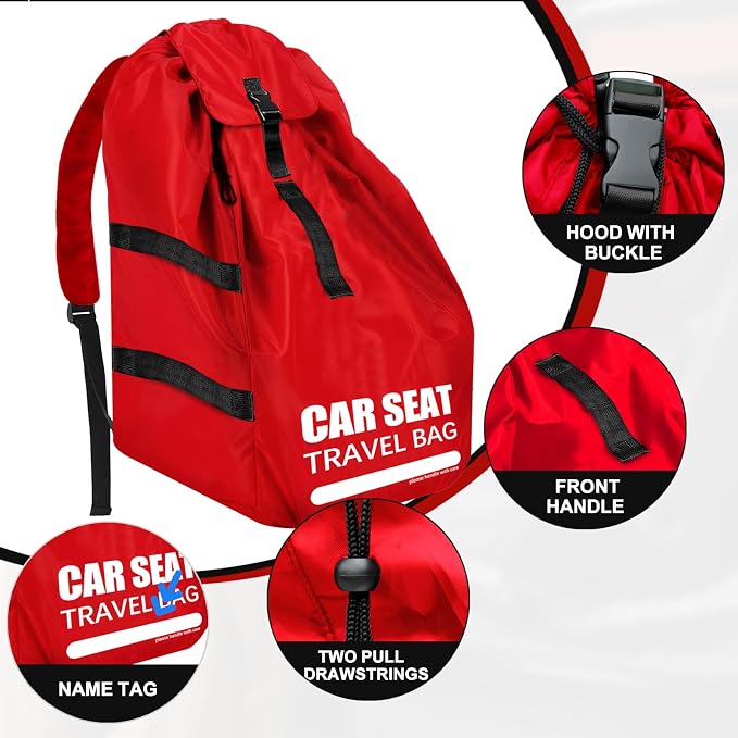 Car Seat Travel Bag for Airplane, Padded Strap Car Seat Bags for Air Travel | Large Car Seat Bags for Air Travel, Carseat Storage Bag Backpack for Airport, Carseat Cover Travel, Baby Travel Essential - Image 6