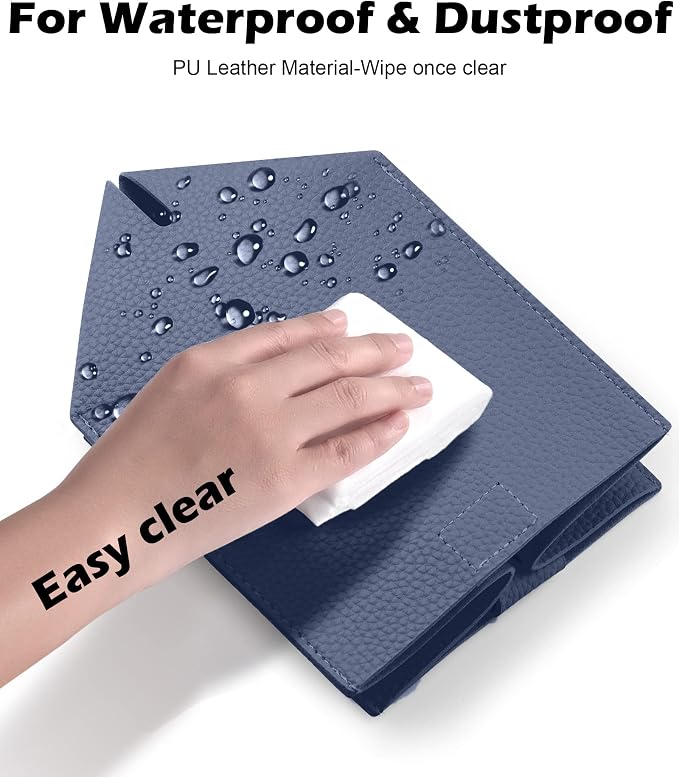 Tissue Box Cover for PU Leather, Modern Simple Solid Color Holder Square Tissue Bag, Ideal for Bathrooms,Office,Car,Outdoor Tent,Dining Table,5"X5"X5", Double Navy Blue - Image 6