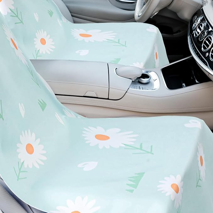 Hahafelt 1 Pack Car Seat Towel Cover with Storage Bag, Daisy Style | 63 x 32 in Car Towel Seat Cover Non Slip Waterproof, Gym Workout Swimming Running, Machine Washable Sweat Absorbent Protector - Image 3
