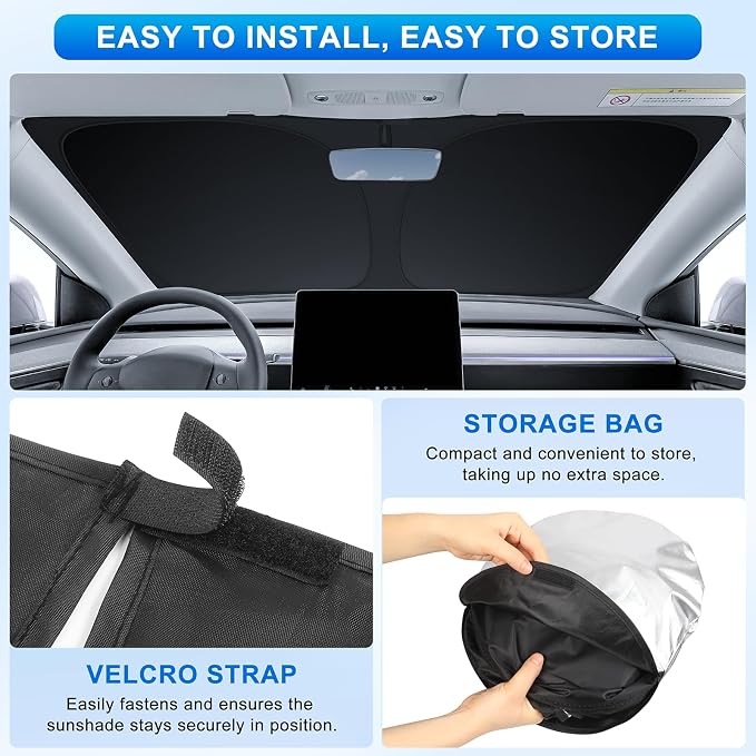 INSAUTO Custom Fit Windshield Sun Shade for Hyundai Tucson 2016-2021 | Foldable Front Window Sunshade Car Accessories, UV & Heat Reflector, Keeps Interior Cool, Includes Storage Bag - Image 4