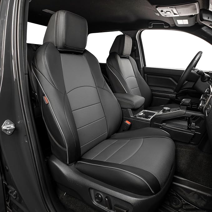 EKR Car Seat Covers Custom Fit for Toyota 4Runner(5 Seats) Full Set | for Toyota 4 Runner 2025-2026 Seat Covers for SUV Trucks,Airbag Compatible,Waterproof Pet-resistant,Faux Leather(Black/Gray) by EKR