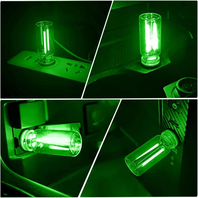 2Pcs Car USB Lights, Plug-in Retro Car Ambient Lighting Kit Dimmable Green | Touch Adjustment Light, Portable Mini Glass Bottle LED Bulb Nightlights for Car Bedroom Hallway Camping Holiday Decoration - Image 6