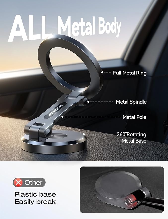 All-Metal MagSafe Car Mount, 360° Rotation Base Magnetic Phone Holder | Strong Magnets Car Phone Holder for Car Dash, Car Accessories for Women Men, Car Mount for iPhone 17 Pro Max Air 16 15 14 13 - Image 2