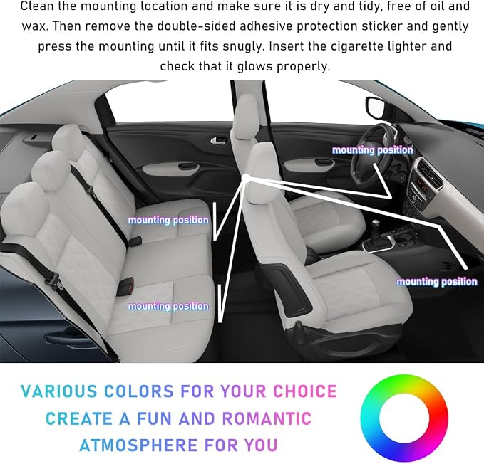 Ohleats Car LED Strip Light, 48 LED RGB Auto Interior Atmosphere Lights, Cigarette Lighter Under Dash Ambient Night Light, Interior Lamp Lighting Kit (Green, Cigarette Lighter) - Image 6