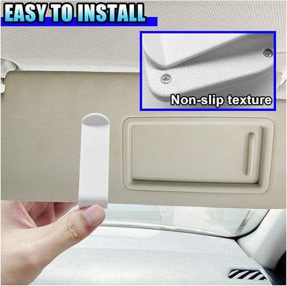 Sunglasses Holder for Car Visor, Metal Auto Eyeglass Hanger Clip, Multifunctional Auto Interior Ticket Card Origanizer Accessories, Universal for Cars SUV Truck (Red/White) - Image 6