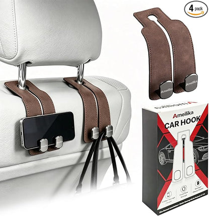 Car Headrest Hook, Brown, 2-Pack by Ameilika
