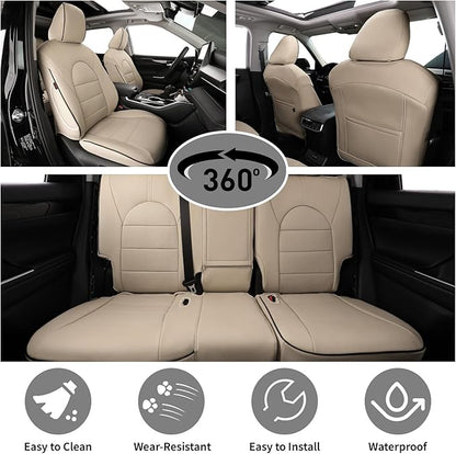 EKR Car Seat Covers for Toyota Camry 2018-2024 (Gas),Full Set | Custom Fit for Toyota Camry L/LE/SE 2018-2024 & SE Nightshade 2020-2024,Factory-Style Upgrade-Faux Leather(Beige) - Image 3
