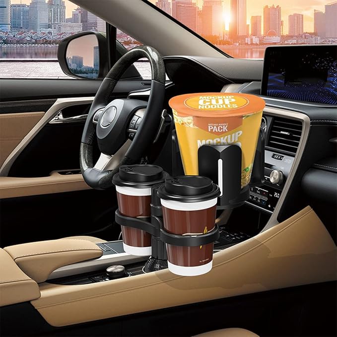 3 in 1 Car Cup Holder Expander with Adjustable Base, All Purpose Car Cup Holder and Organizer, Road Trip Essentials Car Accessories for Snack Bottles Cups Drinks (B03) - Image 2