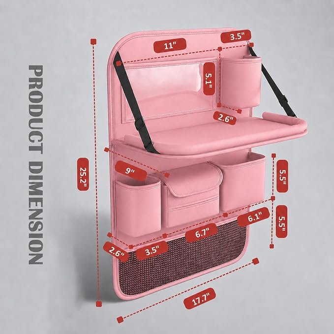 Car Seat Organizers,Multi-functional Back Seat Protectors, Storage Pouches, and Tray Holders (for Cars, Kids, Seat Back and Rear Seats)（Pink 1 Pcs） - Image 2