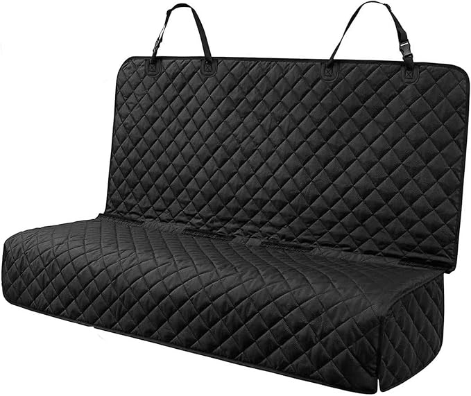 Waterproof Scratchproof Pet Bench Seat Covers for Cars, SUVs | Nonslip Durable Back Seat Cover for Dogs, 600D Oxford Fabric, Side Flaps, Full Bench, Easy Install, Machine Washable by PETICON