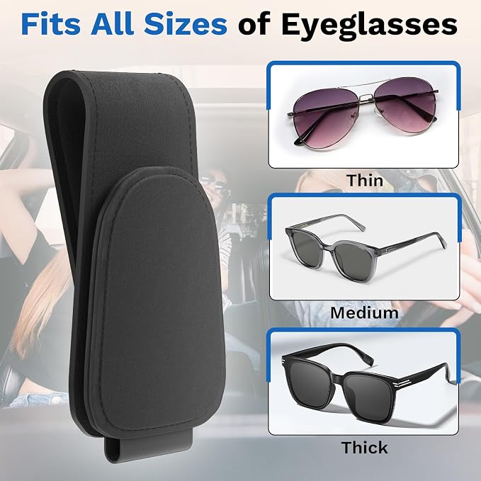 BFXM Sunglass Holder for Car, Car Accessories Interior, Leather Clip Magnetic Car Sunglass Holder, Cars Sun Visor Ticket Card Clip, Universal Truck Accessories (Black) | Eyeglass Hanger Clip for Car Sun Visor, Car Sun Visor Ticket and Card Clip - Image 4