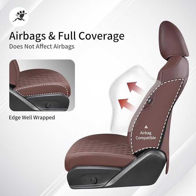 Huidasource Custom Fit RAV4 (Gas Only) Car Seat Covers Full Set, Waterproof Faux Leather for 2019-2024 Toyota RAV4 LE/XLE & XLE Premium/Limited (Does Not Fit Adventure and TRD Off-Road, Coffee) - Image 5