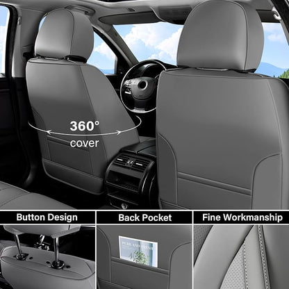 Coverado Gray Nappa Leather Car Seat Covers Front Seats ，Waterproof Car Seat Protector & Cushion, Universal Fit for Most Cars - Image 2