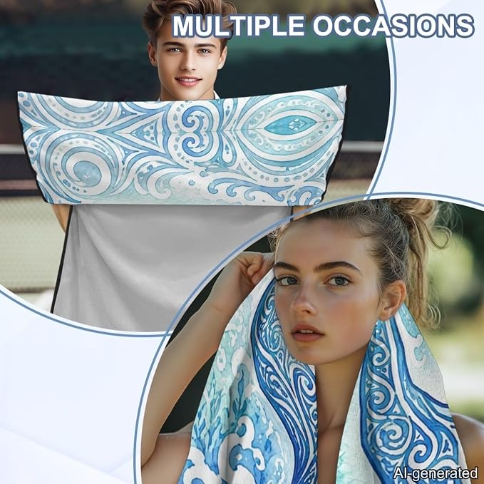Dolphin Print Car Seat Towel Covers Front Seats Polynesian Style Automotive Seat Covers with Storage Bag Multi-Purpose Absorbent Microfiber Towels, Blue - Image 5