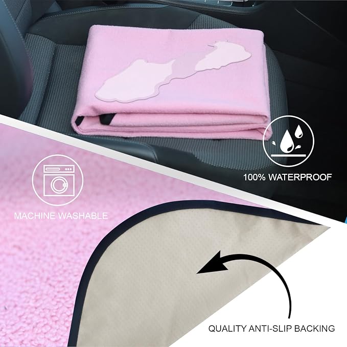 Sweat Towel Car Seat Cover Protector Front Seats for Gym Workout, Running, Swimming, Beach and Hiking, Waterproof Universal Seat Cover for Car, Trucks, Van & SUV (1, Pure Pink, Rear Seat) - Image 3