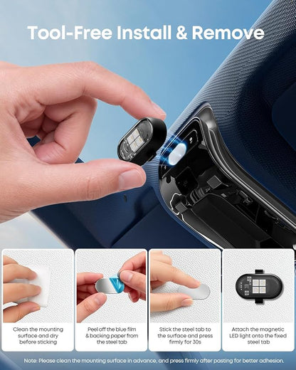 Wireless Magnetic Car Interior LED Lights, RGB Ambient Lighting with Remote | For Inside Car SUV Truck RV Night Decor, Strong Grip, Easy Detach, Rechargeable, Mini, 8H+ Runtime, 8 Colors & 10 Modes - Image 5