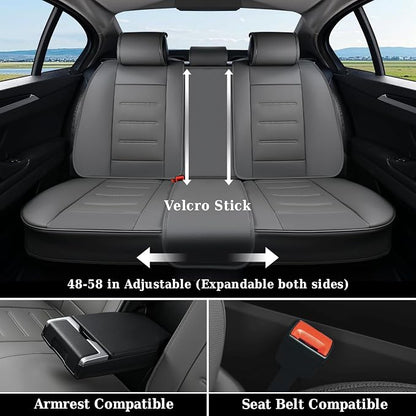 Coverado Car Seat Covers Full Set, Seat Covers for Cars, Car Seat Cover, Car Seat Protector Waterproof, Leather Car Seat Cushion, Universal Car Interior Covers Seat Protectors for Most Cars Gray - Image 5