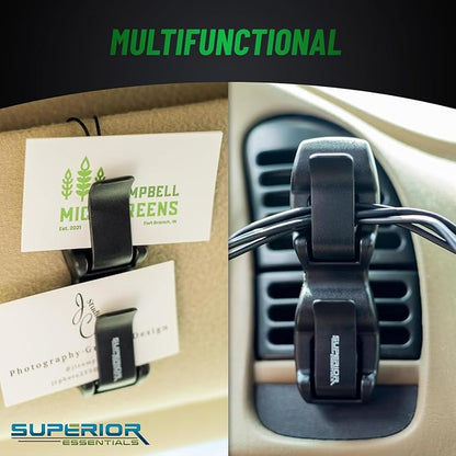 SUPERIOR ESSENTIALS Sunglass Holder for Car Visor Clip - Sun-Glasses Holder and Ticket Card Clips - Car Visor Accessories - Luxury Eyeglass Car Mount (Pack 1) - Image 6