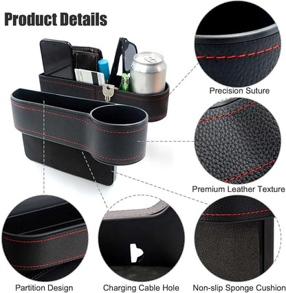 2 Pcs Car Seat Gap Filler - Leather Car Seat Crevice Storage Box with Adhesive Foam Pads, Car Gap Filler Organizer for Front Seat Gap Filler Between Car Seat and Console, Universal Fit - Image 2