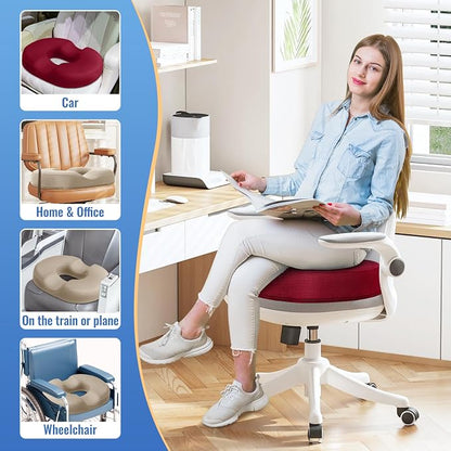 CloudBliss Donut Pillow Stadium Seat Cushion for Tailbone Pain Relief and Hemorrhoids, Memory Foam Seat Chair Cushion, Portable Seat Cushions for Bleachers, Car, Home & Office - Image 6