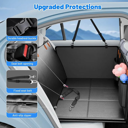 Dog Car Seat Cover for Back Seat, PU Back Seat Extender For Cars SUV | Hold 400lbs,Waterproof,Anti-Scratching,Safety Non-Slip,600D Oxford,Mesh Window,Storage Pocket - Image 6