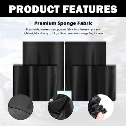 3PCS Car Privacy Curtains,Black Coated Car Window Shades Kit with Rear Window & Divider Curtain,Portable Cars Windows Curtains for Privacy and Lower Interior Temperature - Image 3