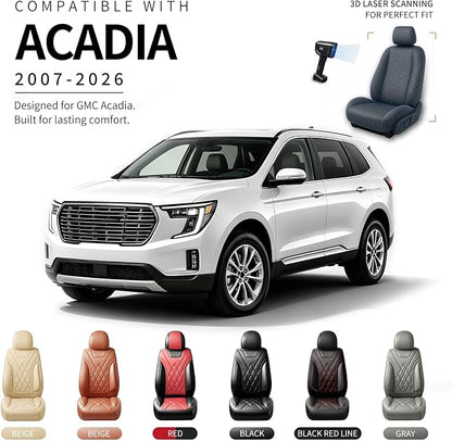 Car Seat Covers for GMC Acadia 2007-2026, Full Set, Brown | Luxury Full Coverage Leather Seat Protectors, Waterproof Breathable, Non-Slip, Easy to Install, Airbag Compatible, All-Season - Image 3