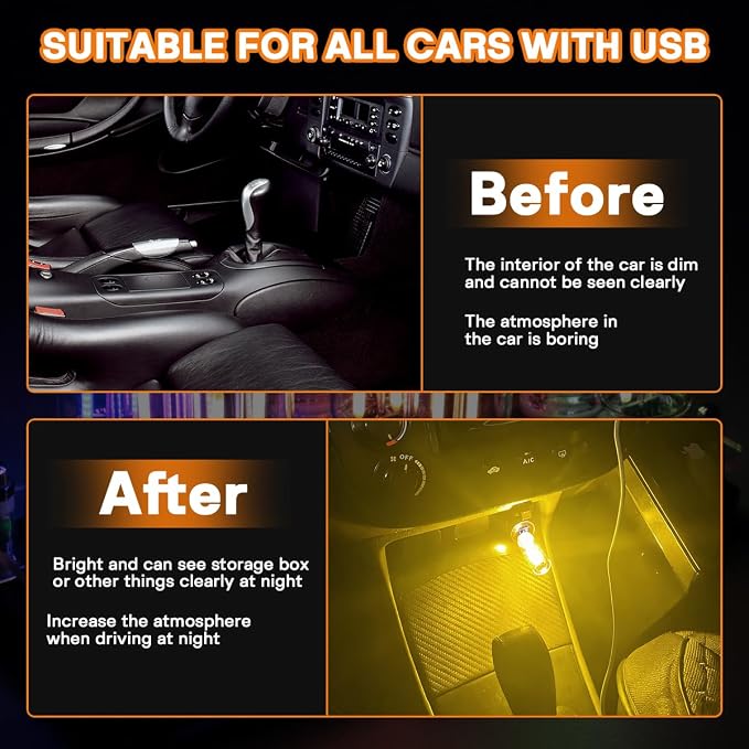 2 PCS USB LED Lights for Car Interior, Touch Dimmable Ambient Lighting, Mini Retro Glass Bottle Night Light Bulb for Vehicle, Bedroom, Camping(Warm White) - Image 4