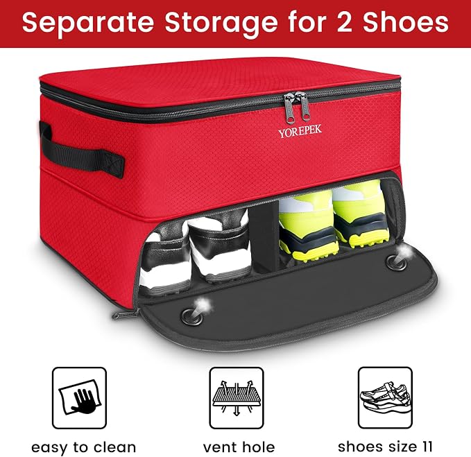 YOREPEK Golf Gifts for Men, 2 Layer Golf Trunk Organizer for 2 Pair Shoes | Waterproof Car Trunk Locker with Separate Ventilated Compartment for Balls, Tees, Clothes, Gloves, Birthday Gifts for Golfers - Image 5